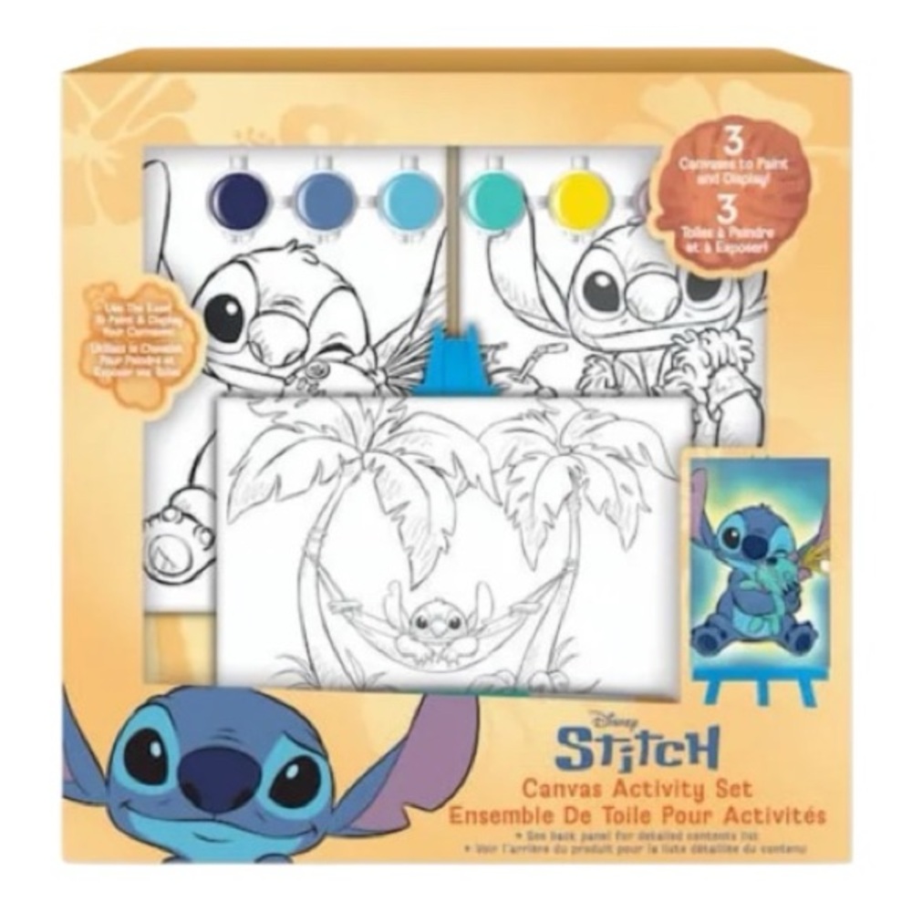 Stitch Canvas Activity Paint Set -3 Canvases-6 Paint Pots-Paintbrush-New Sealed